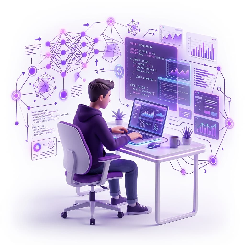 Students working on AI and Software Development Projects